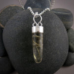 Golden Rutilated Quartz Bullet Necklace • Sterling Silver • Just Peachy Collection