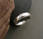 Silver Steadfast Ring • Hammer Textured Half Round Thick Band