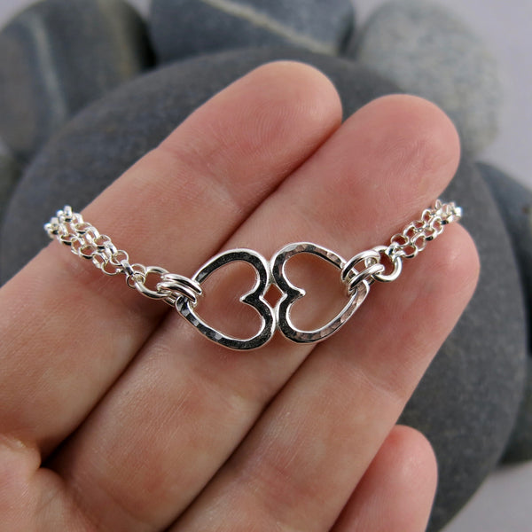 Open Hearts Duo Bracelet • Sterling Silver – Mikel Grant Jewellery
