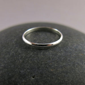 Smooth half round silver stacking ring by Mikel Grant Jewellery. Artisan made stackables.