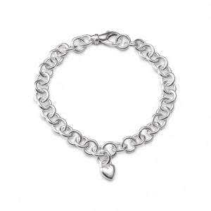 Silver charm bracelet with puffy heart by Mikel Grant Jewellery