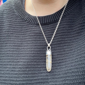 Golden Rutilated Quartz Bullet Necklace • Sterling Silver • Just Peachy Collection