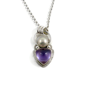 Amethyst & mother of pearl doublet necklace in sterling silver by Mikel Grant Jewellery.