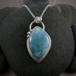 Blue apatite statement necklace in sterling silver by Mikel Grant Jewellery