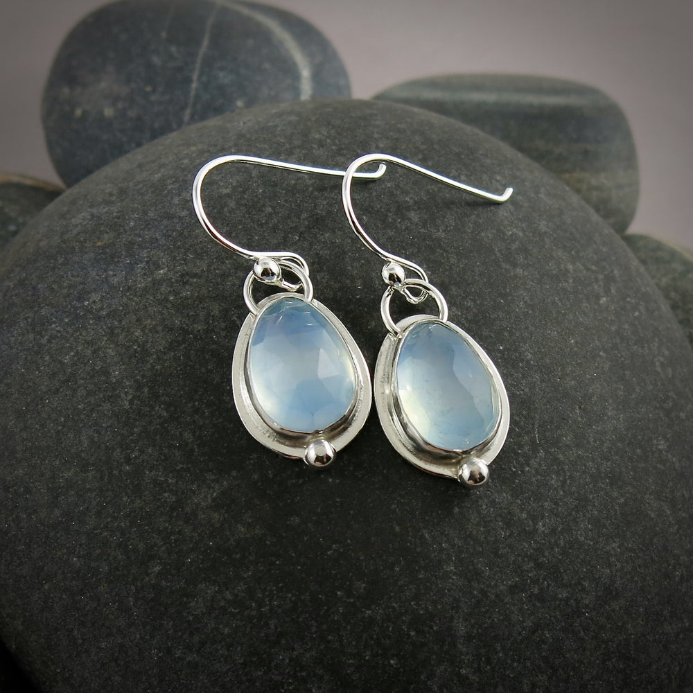 Rose cut aquamarine earrings in sterling silver by Mikel Grant Jewellery