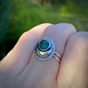 Black Opal Dream Ring in Sterling Silver (size 8) by Mikel Grant Jewellery