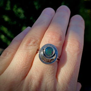 Black Opal Dream Ring in Sterling Silver (size 8) by Mikel Grant Jewellery