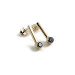 Gold bar studs with blue diamonds by Mikel Grant Jewellery