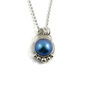 Collier de perles Mabe bleues • Argent sterling