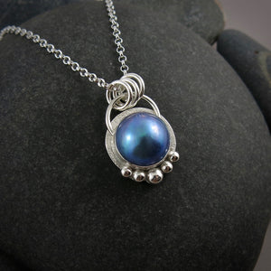 Collier de perles Mabe bleues • Argent sterling