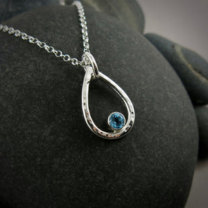 Blue Topaz Raindrop Necklace • Sterling Silver