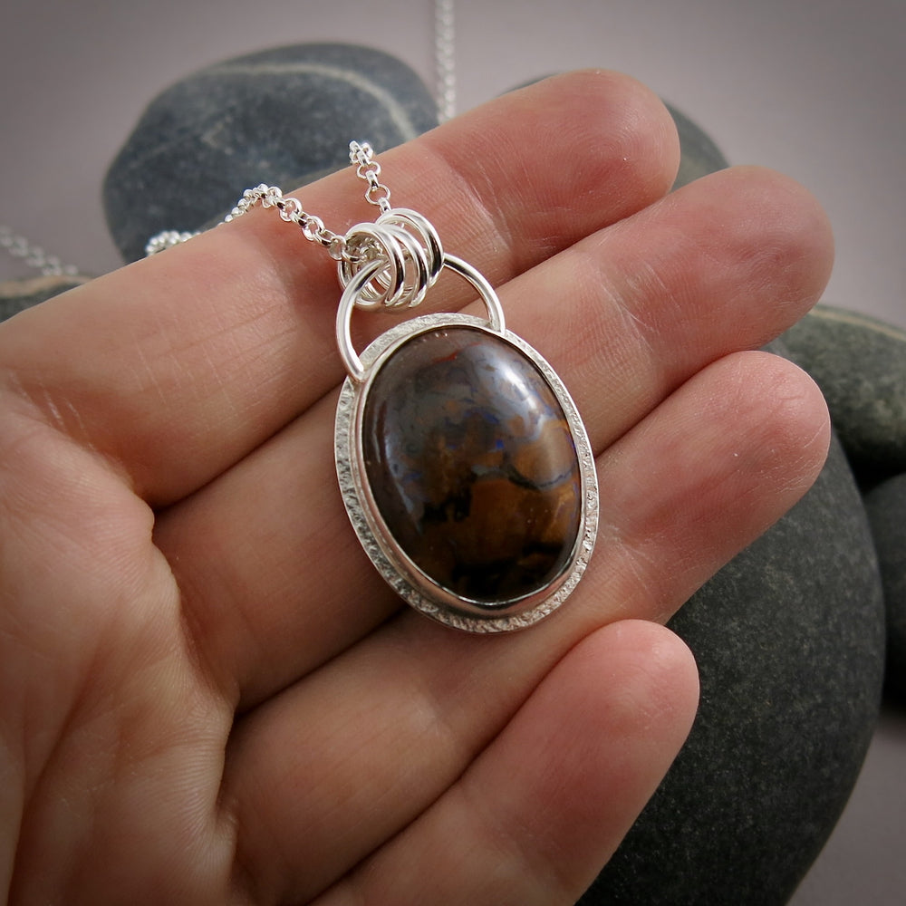 Australian boulder opal necklace in sterling silver by Mikel Grant Jewellery