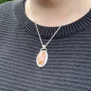 Butterscotch & Pink Mexican Lace Agate Necklace • Sterling Silver • Just Peachy Collection