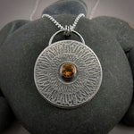 Citrine Sunflower Necklace in Sterling Silver & 18K Gold by Mikel Grant Jewellery.