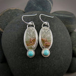 Crazy lace agate earrings with turquoise in sterling silver by Mikel Grant Jewellery