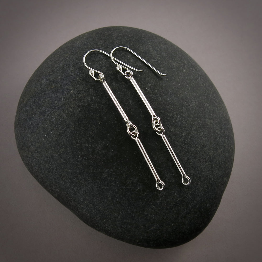 Silver double bar link earrings from by Mikel Grant Jewellery