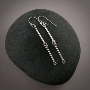 Silver double bar link earrings from by Mikel Grant Jewellery