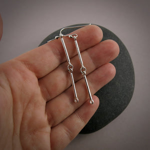 Silver double bar link earrings from by Mikel Grant Jewellery