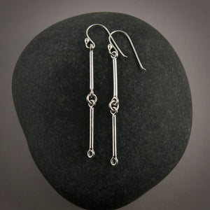 Silver double bar link earrings from by Mikel Grant Jewellery