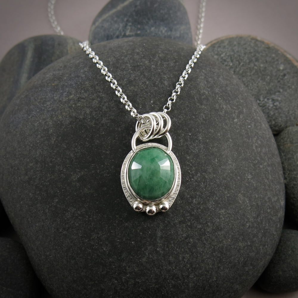 Rose Cut Emerald Pendant  • Sterling Silver