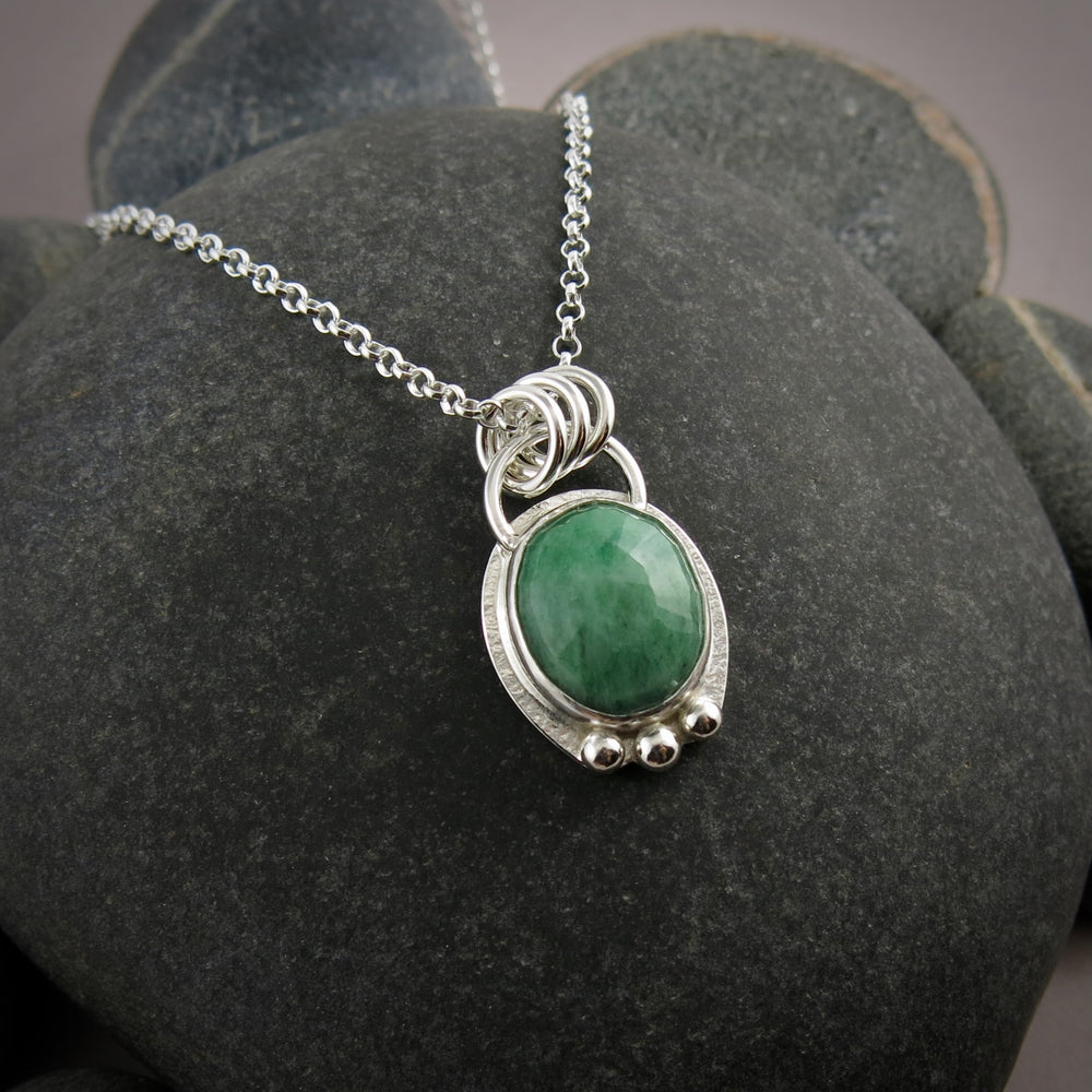 Rose Cut Emerald Pendant  • Sterling Silver