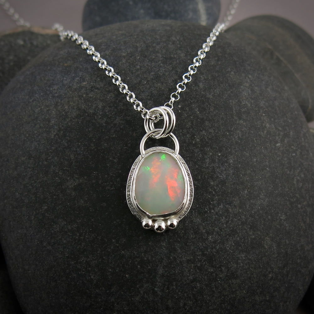 Faceted Welo opal necklace in sterling silver by Mikel Grant Jewellery