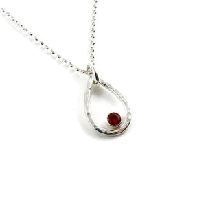 Mexican fire opal raindrop necklace in sterling silver by Mikel Grant Jewellery