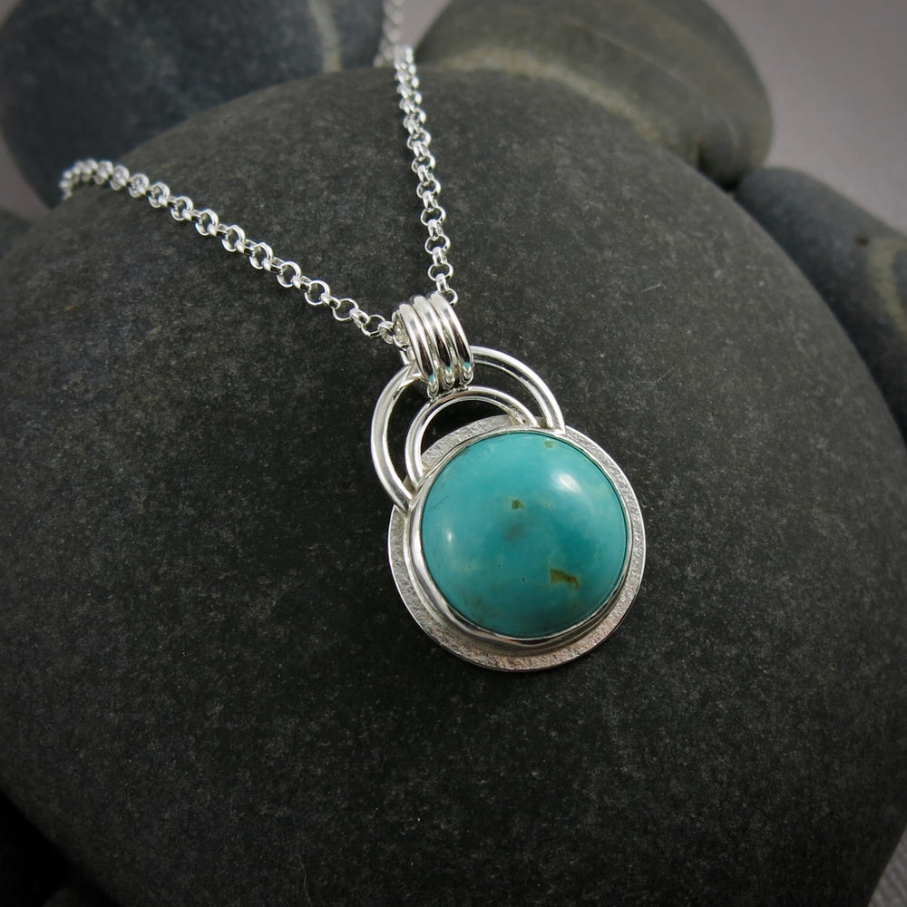 Fox turquoise pendant in sterling silver by Mikel Grant Jewellery.  