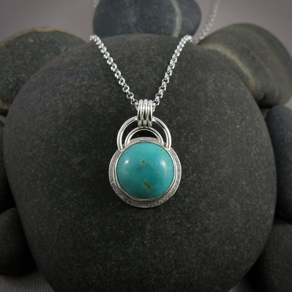 Fox turquoise pendant in sterling silver by Mikel Grant Jewellery.  