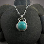 Fox turquoise pendant in sterling silver by Mikel Grant Jewellery.  