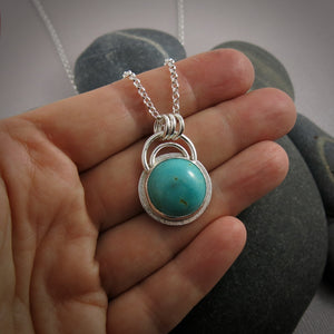 Fox turquoise pendant in sterling silver by Mikel Grant Jewellery.  