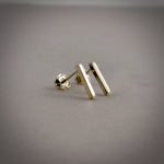 Solid gold bar studs.  Minimalist gold bar stud earrings by Mikel Grant Jewellery