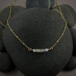 Gold Satellite Chain Necklace with Moonstone Beads by Mikel Grant Jewellery