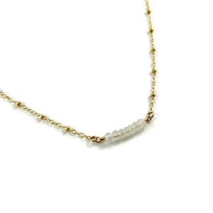 Gold Satellite Chain Necklace with Moonstone Beads by Mikel Grant Jewellery