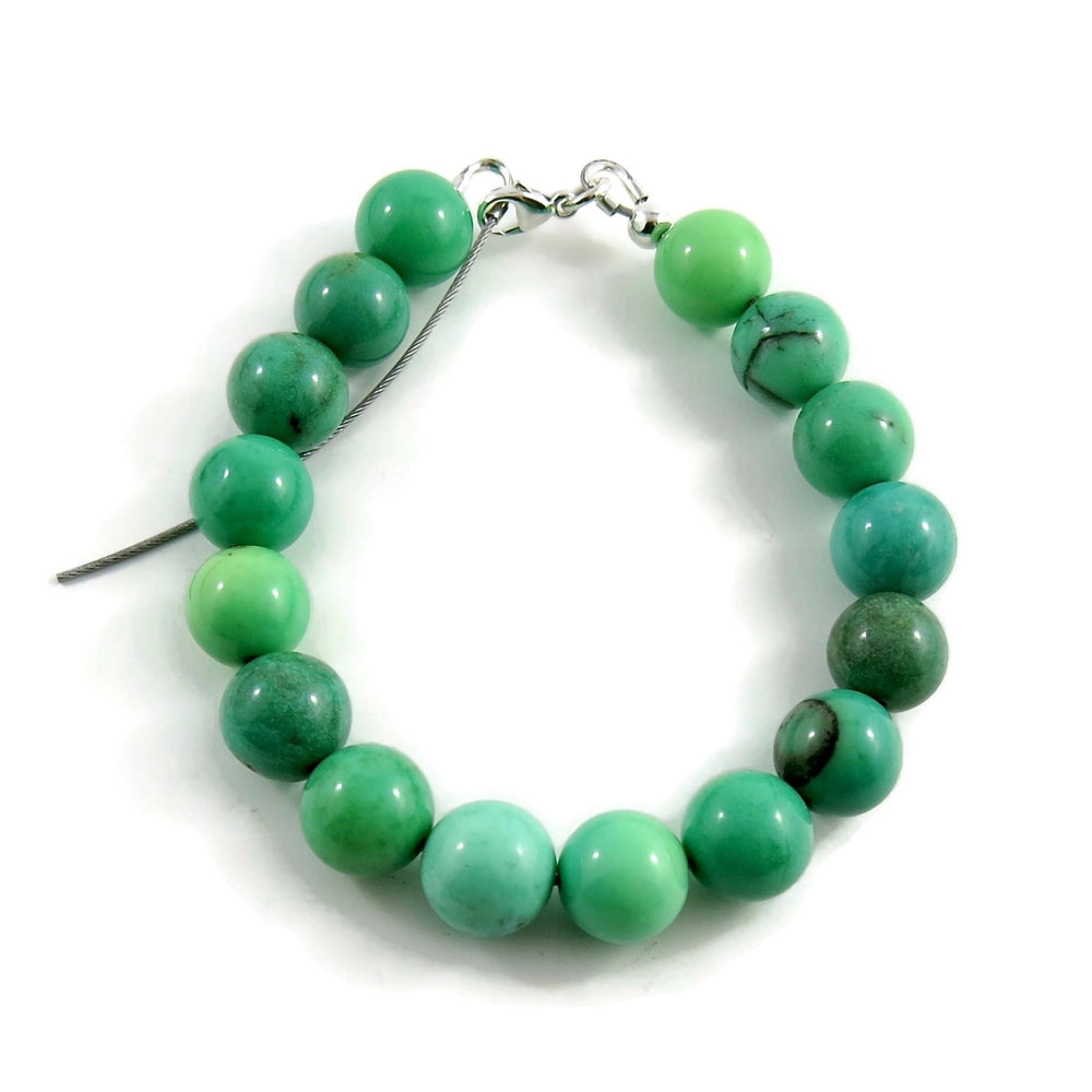 Green opal gemstone bead bracelet by Mikel Grant Jewellery