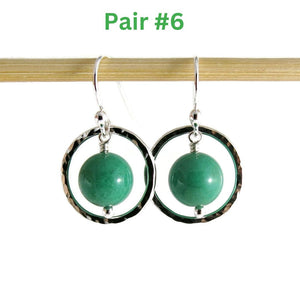 Green opal nesting circle earrings in sterling silver by Mikel Grant Jewellery