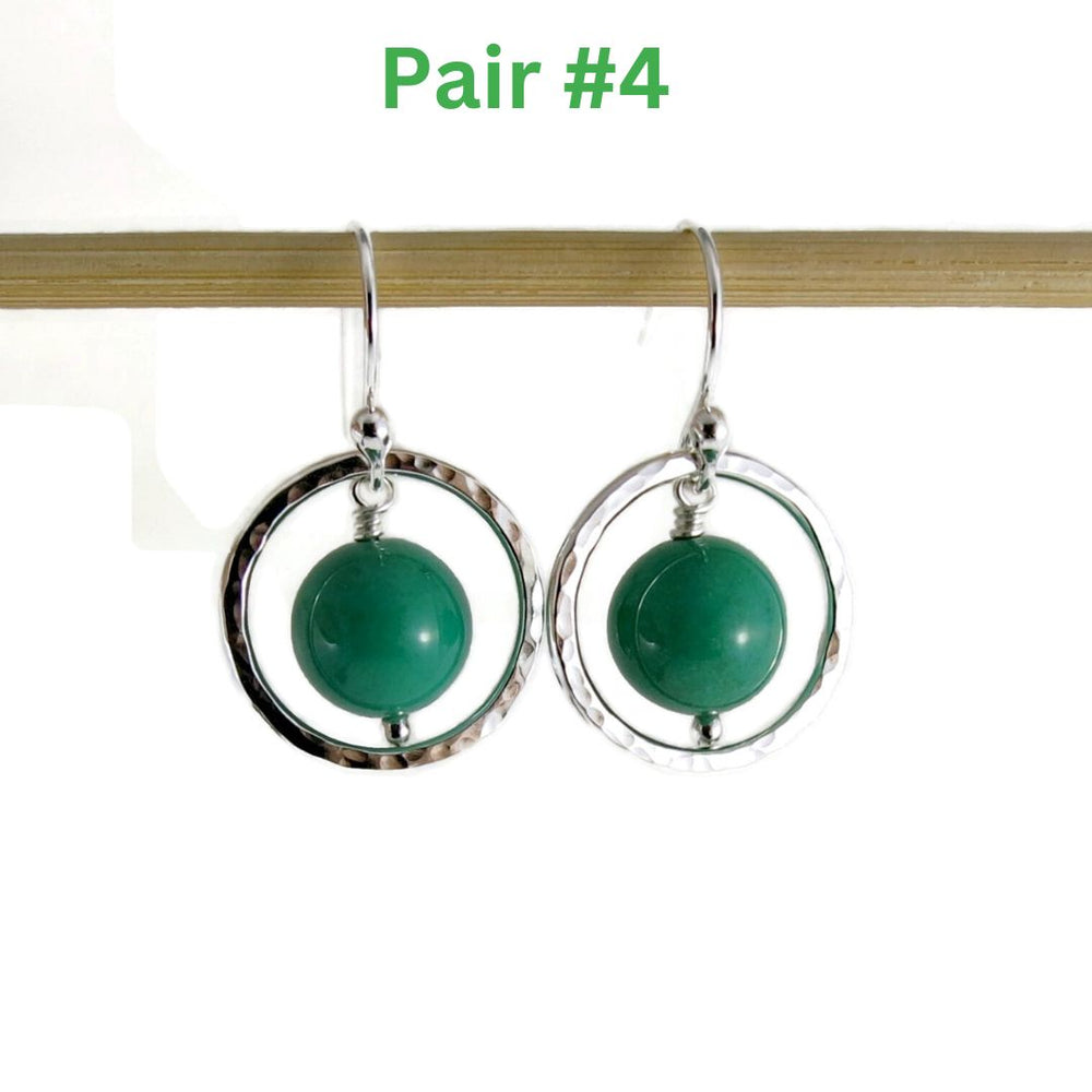 Green opal nesting circle earrings in sterling silver by Mikel Grant Jewellery