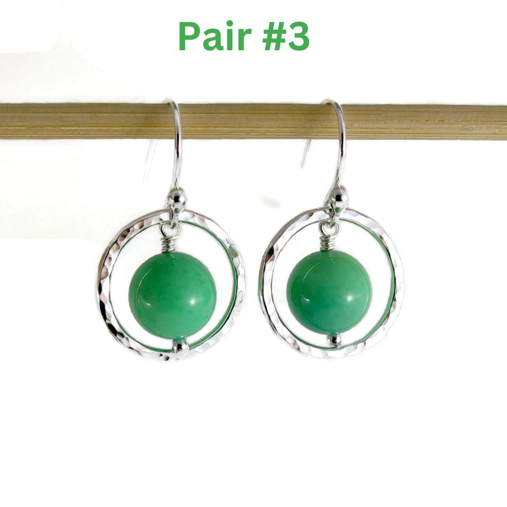 Green opal nesting circle earrings in sterling silver by Mikel Grant Jewellery