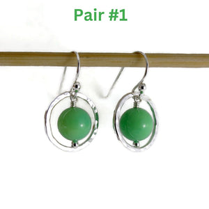 Green opal nesting circle earrings in sterling silver by Mikel Grant Jewellery