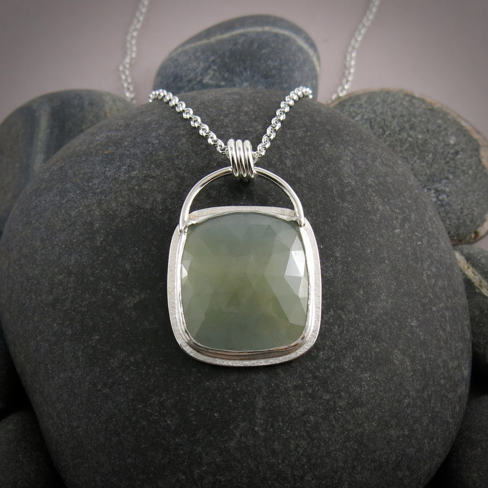 Misty Green Sapphire Pendant  • Sterling Silver