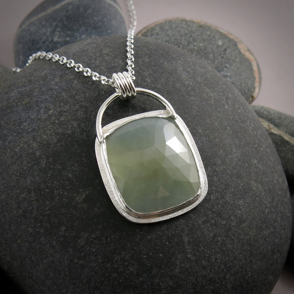 Misty Green Sapphire Pendant  • Sterling Silver