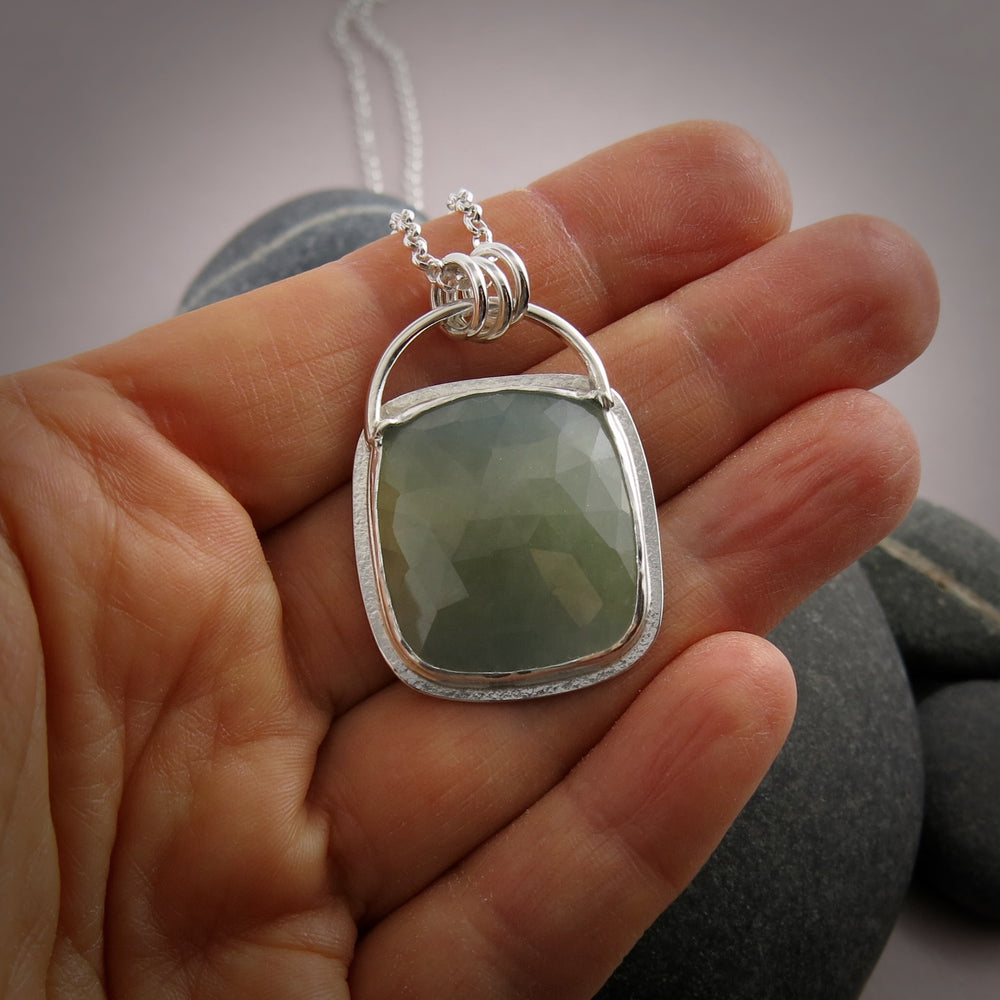 Misty Green Sapphire Pendant  • Sterling Silver