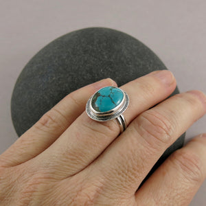 Hubei turquoise ring in sterling silver by Mikel Grant Jewellery