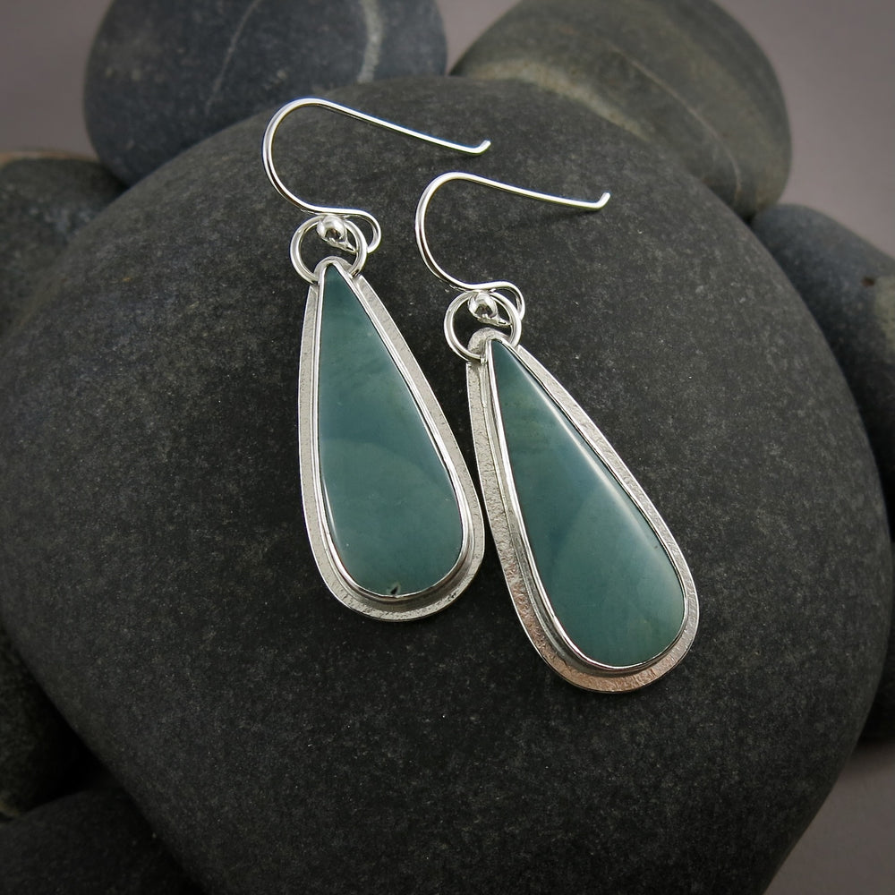 Teal Imperial Jasper Earrings • Sterling Silver