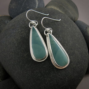 Teal Imperial Jasper Earrings • Sterling Silver
