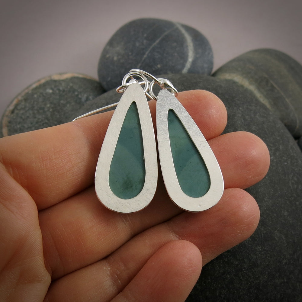 Teal Imperial Jasper Earrings • Sterling Silver