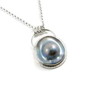 Large mabe pearl necklace in sterling silver by Mikel Grant Jewellery