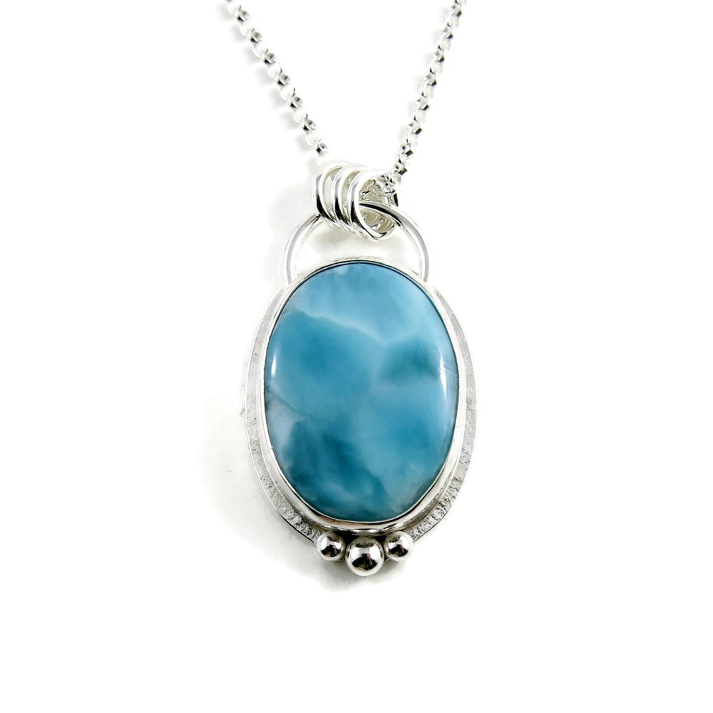 High grade larimar gemstone statement necklace in sterling silver by Mikel Grant Jewellery