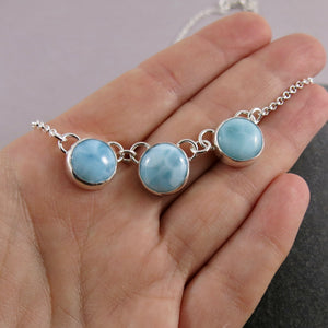 Larimar trio necklace in sterling silver by Mikel Grant Jewellery.