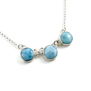 Larimar trio necklace in sterling silver by Mikel Grant Jewellery.